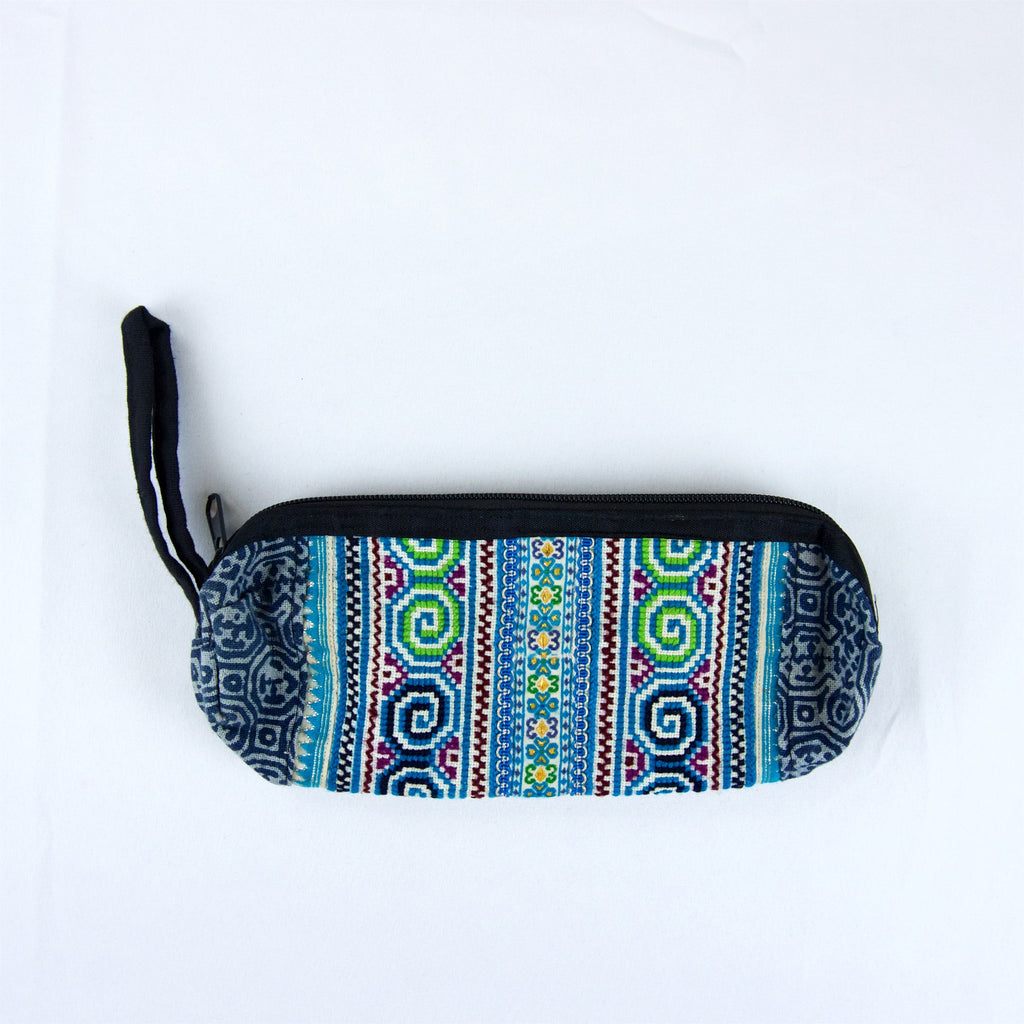 Pencil Case | Medium - coin purse, embroidered, ethnic, handmade, hill tribe, Indigo, medium size, organizer, pencil case, pouch, traditional cloth - Wander Emporium