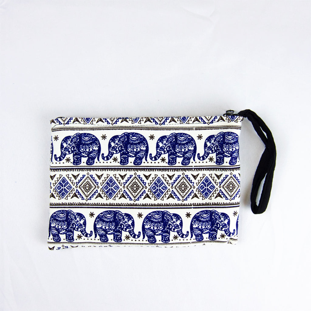Elephant Pouch | Medium - elephant, ethnic, handmade, medium size, organizer, pouch, print - Wander Emporium