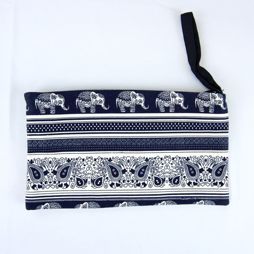 Elephant Pouch | Large - cosmetic bag, elephant, ethnic, handmade, Large, organizer, pouch, print - Wander Emporium