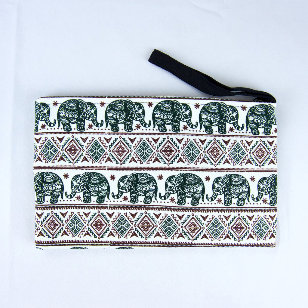 Elephant Pouch | Large - cosmetic bag, elephant, ethnic, handmade, Large, organizer, pouch, print - Wander Emporium