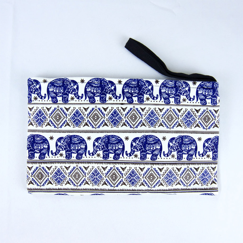 Elephant Pouch | Large - cosmetic bag, elephant, ethnic, handmade, Large, organizer, pouch, print - Wander Emporium