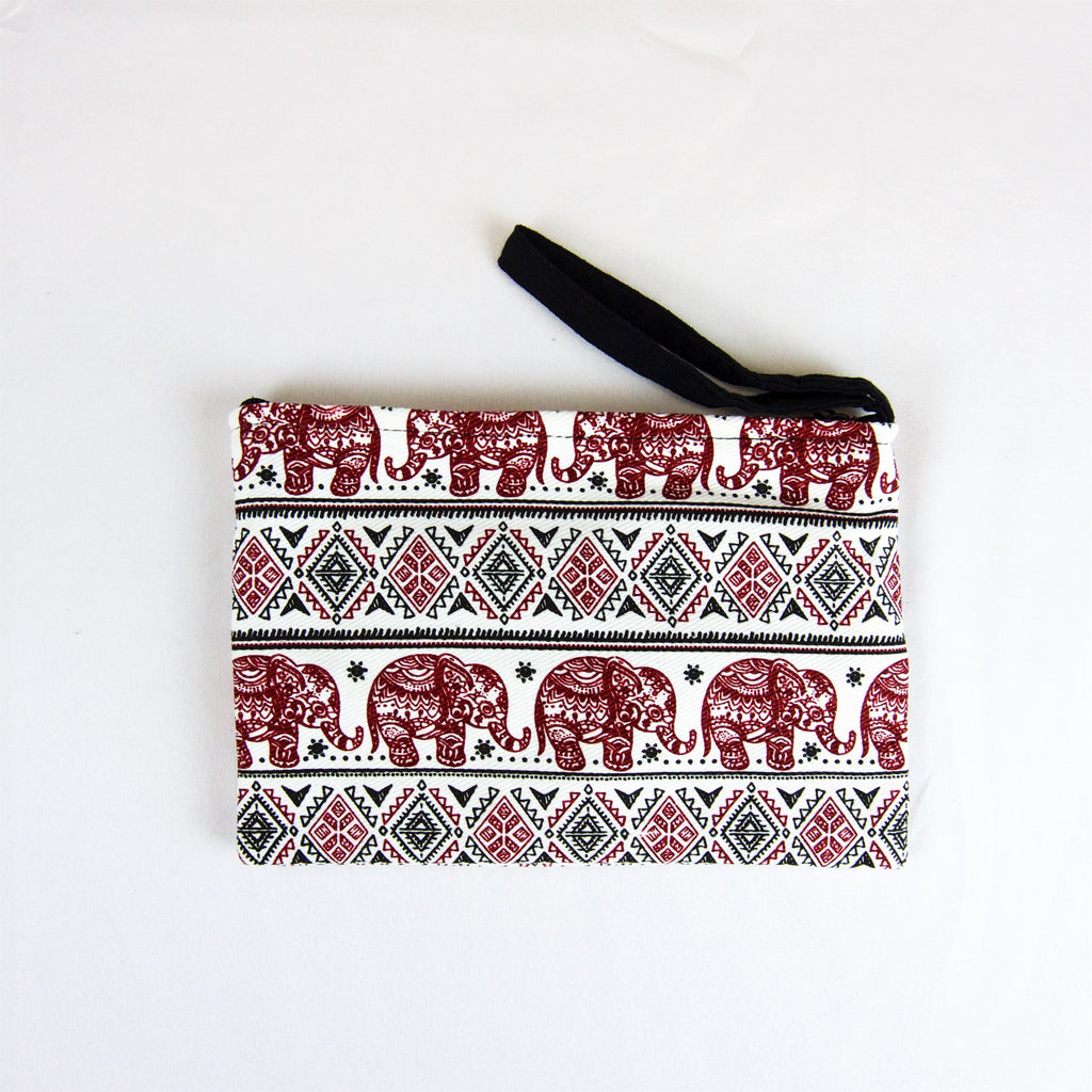 Elephant Pouch | Medium - elephant, ethnic, handmade, medium size, organizer, pouch, print - Wander Emporium