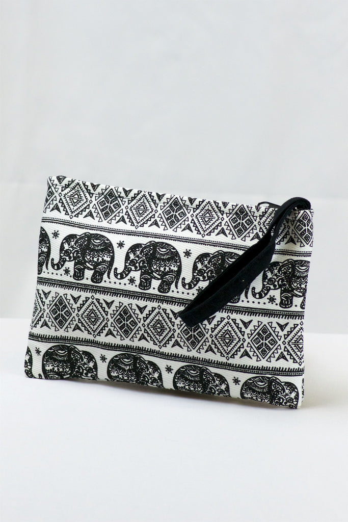 Elephant Pouch | Medium - elephant, ethnic, handmade, medium size, organizer, pouch, print - Wander Emporium