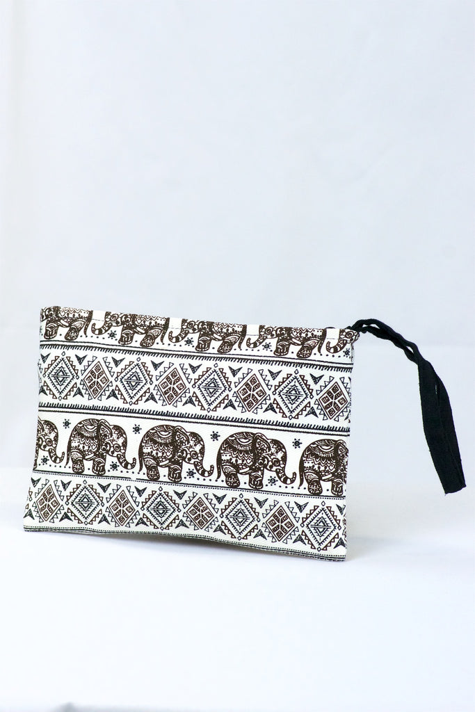 Elephant Pouch | Medium - elephant, ethnic, handmade, medium size, organizer, pouch, print - Wander Emporium