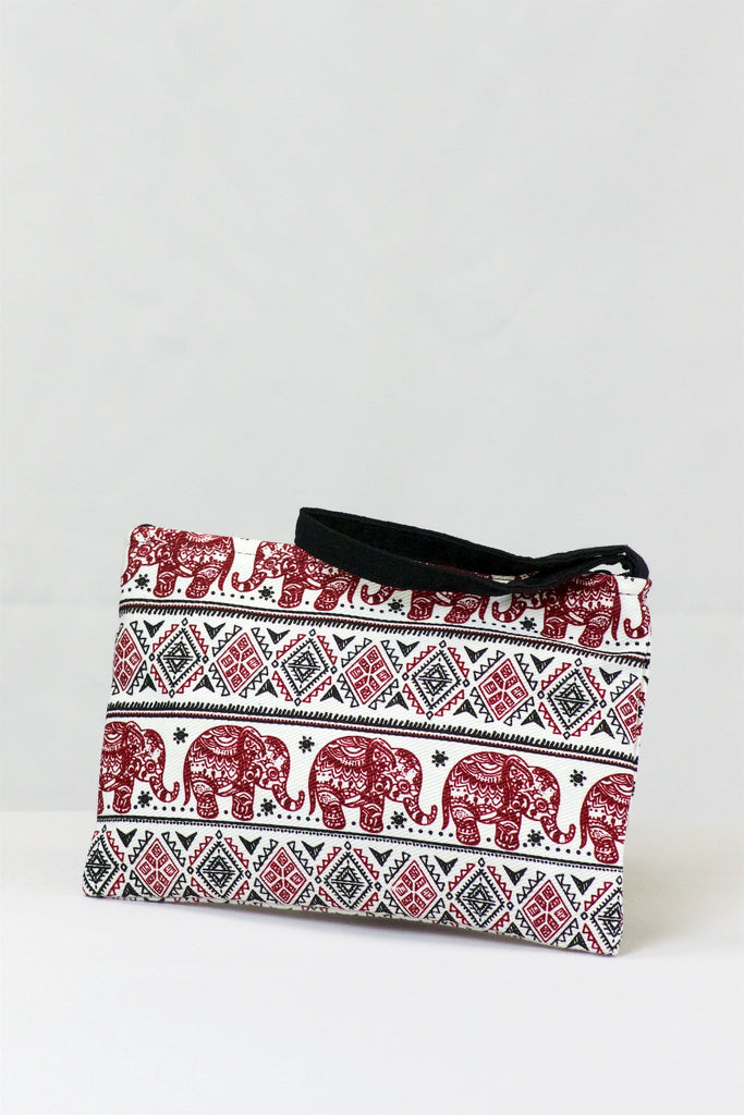 Elephant Pouch | Medium - elephant, ethnic, handmade, medium size, organizer, pouch, print - Wander Emporium
