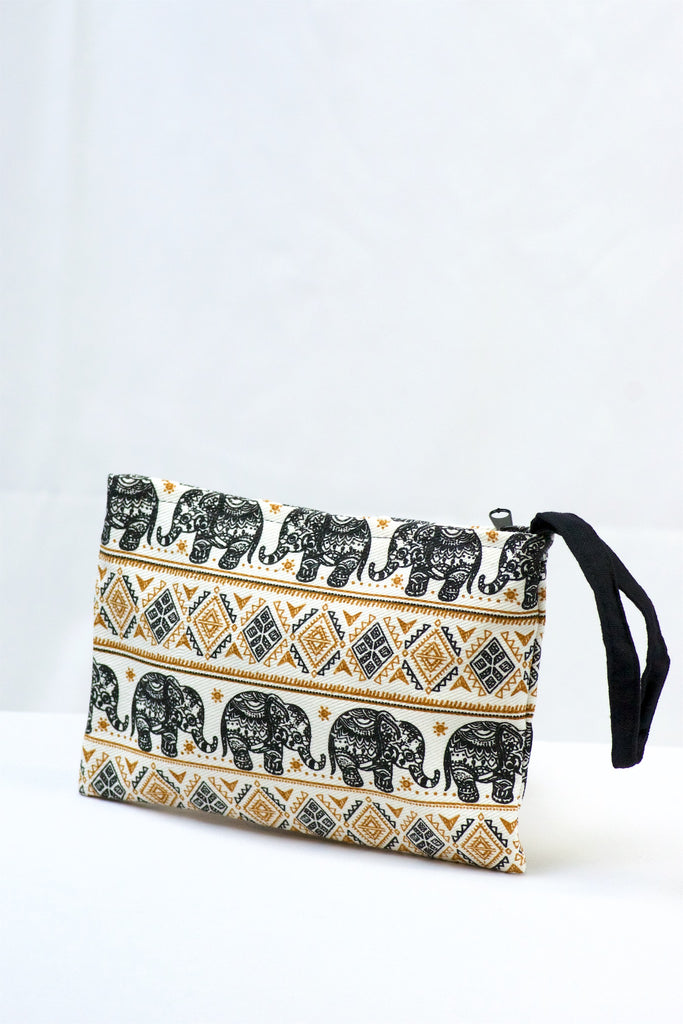 Elephant Pouch | Medium - elephant, ethnic, handmade, medium size, organizer, pouch, print - Wander Emporium