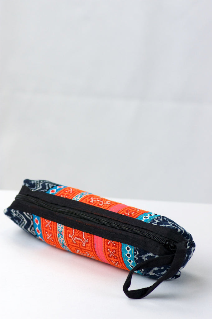 Pencil Case | Medium - coin purse, embroidered, ethnic, handmade, Indigo, medium size, organizer, pencil case, pouch, traditional cloth - Wander Emporium