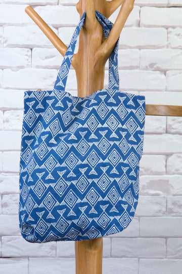 Indigo Tote - bag, beach bag, book bag, day bag, Hand made, Indigo, lunch bag, tote bag - Wander Emporium