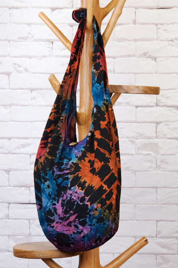 Tie Dye Shoulder Bag - backpack, bag, banana bag, black, black and white, blue, buckle, day bag, gymsack, orange, pink, rainbow, sackpack, sling bag, Tie  Dye, white, yellow - Wander Emporium