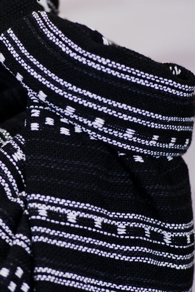 Woven Bucket Bag - bag, black and white, bucket bag, buckle, day bag, gymsack, sackpack, sling bag, white - Wander Emporium