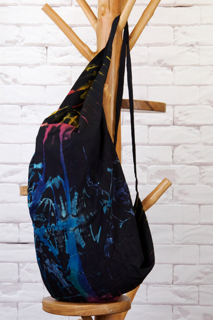 Tie Dye Banana Bag - backpack, bag, banana bag, black, black and white, blue, buckle, day bag, gymsack, pink, sackpack, sling bag, Tie  Dye, white - Wander Emporium