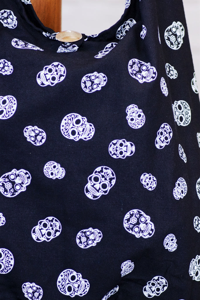 Shoulder Bag | Sugar Skull - bag, balck, beach bag, blue, book bag, day bag, gymsack, hobo bag, red, shoulder, sling bag, sugar skull, tote bag - Wander Emporium