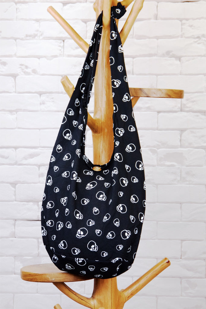 Shoulder Bag | Skull - bag, balck, beach bag, blue, book bag, day bag, gymsack, hobo bag, red, shoulder, skull drawing, sling bag, tote bag - Wander Emporium