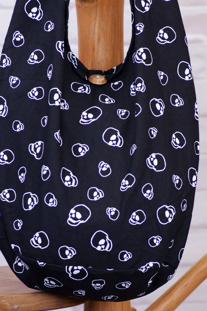 Shoulder Bag | Skull - bag, balck, beach bag, blue, book bag, day bag, gymsack, hobo bag, red, shoulder, skull drawing, sling bag, tote bag - Wander Emporium