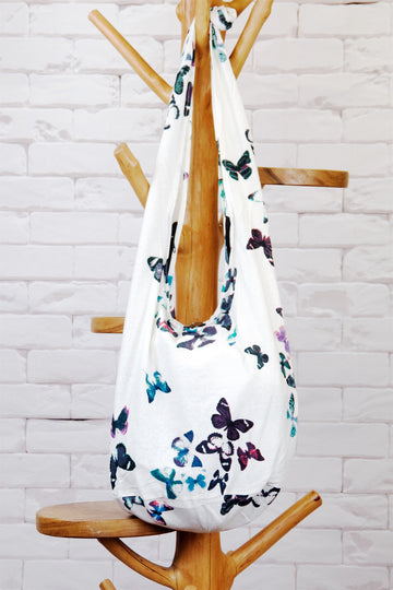 Shoulder Bag | Butterflies - baby, bag, beach bag, blue, book bag, butterflies, day bag, elephant, gymsack, hobo bag, shoulder, sling bag, tote bag - Wander Emporium