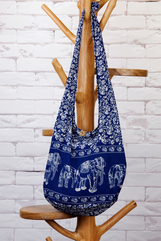 Shoulder Bag | Elephants - baby, bag, beach bag, black, black and white, blue, book bag, day bag, elephant, green, gymsack, hobo bag, red, shoulder, sling bag, tote bag - Wander Emporium