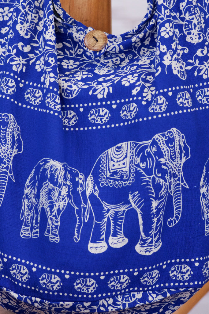 Shoulder Bag | Elephants - baby, bag, beach bag, black, black and white, blue, book bag, day bag, elephant, green, gymsack, hobo bag, red, shoulder, sling bag, tote bag - Wander Emporium