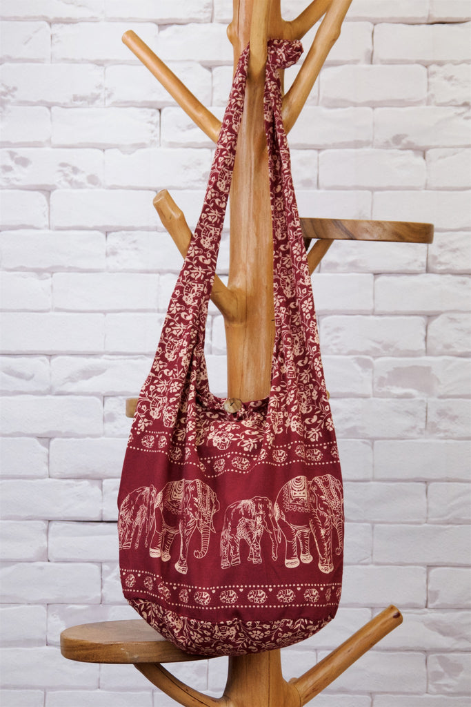 Shoulder Bag | Elephants - baby, bag, beach bag, black, black and white, blue, book bag, day bag, elephant, green, gymsack, hobo bag, red, shoulder, sling bag, tote bag - Wander Emporium