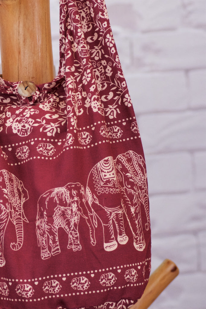 Shoulder Bag | Elephants - baby, bag, beach bag, black, black and white, blue, book bag, day bag, elephant, green, gymsack, hobo bag, red, shoulder, sling bag, tote bag - Wander Emporium