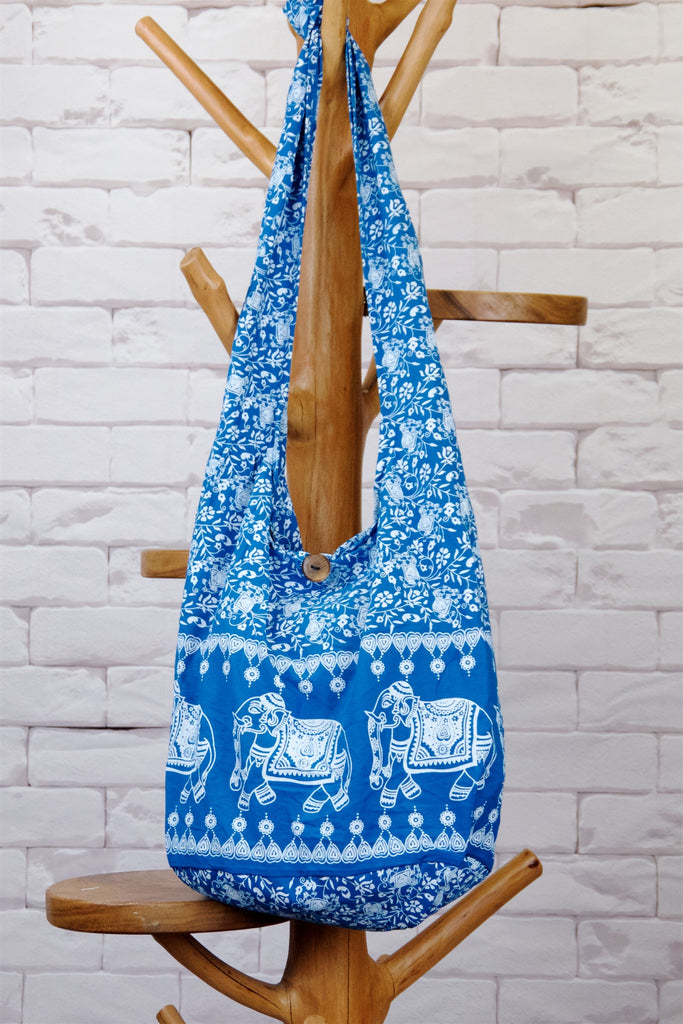 Shoulder Bag | Elephants - baby, bag, beach bag, black, black and white, blue, book bag, day bag, elephant, green, gymsack, hobo bag, red, shoulder, sling bag, tote bag - Wander Emporium