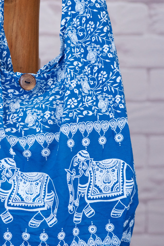Shoulder Bag | Elephants - baby, bag, beach bag, black, black and white, blue, book bag, day bag, elephant, green, gymsack, hobo bag, red, shoulder, sling bag, tote bag - Wander Emporium