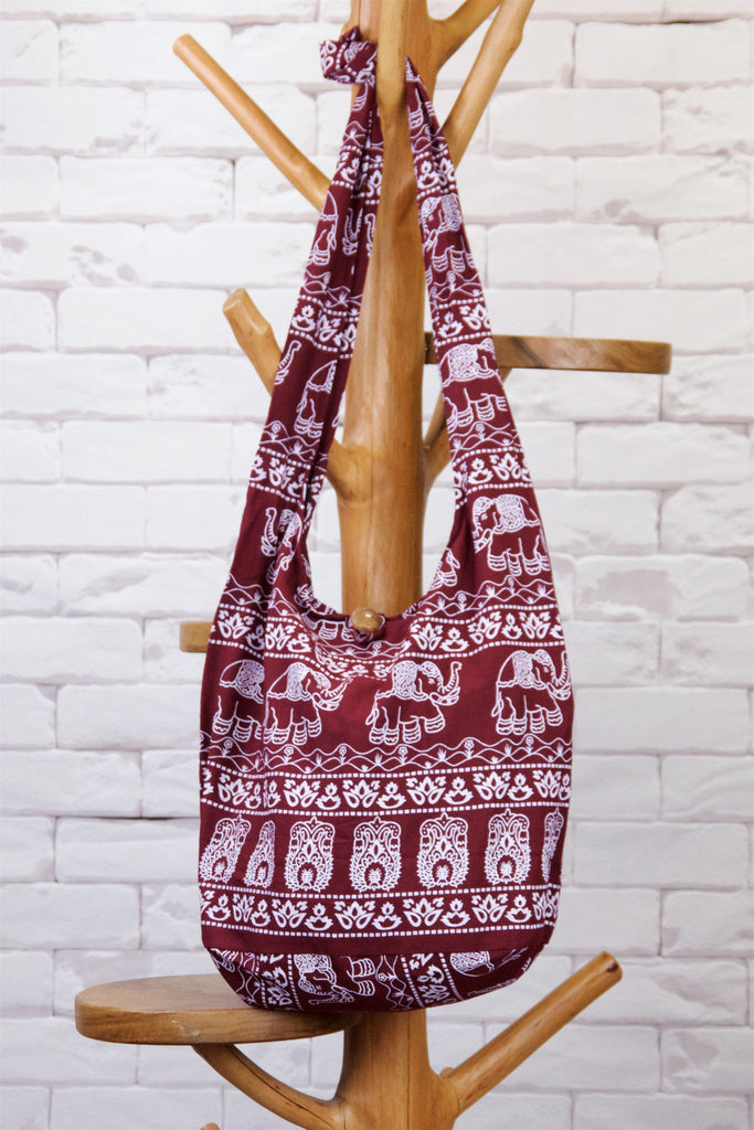 Shoulder Bag | Elephants - baby, bag, beach bag, black, black and white, blue, book bag, day bag, elephant, green, gymsack, hobo bag, red, shoulder, sling bag, tote bag - Wander Emporium