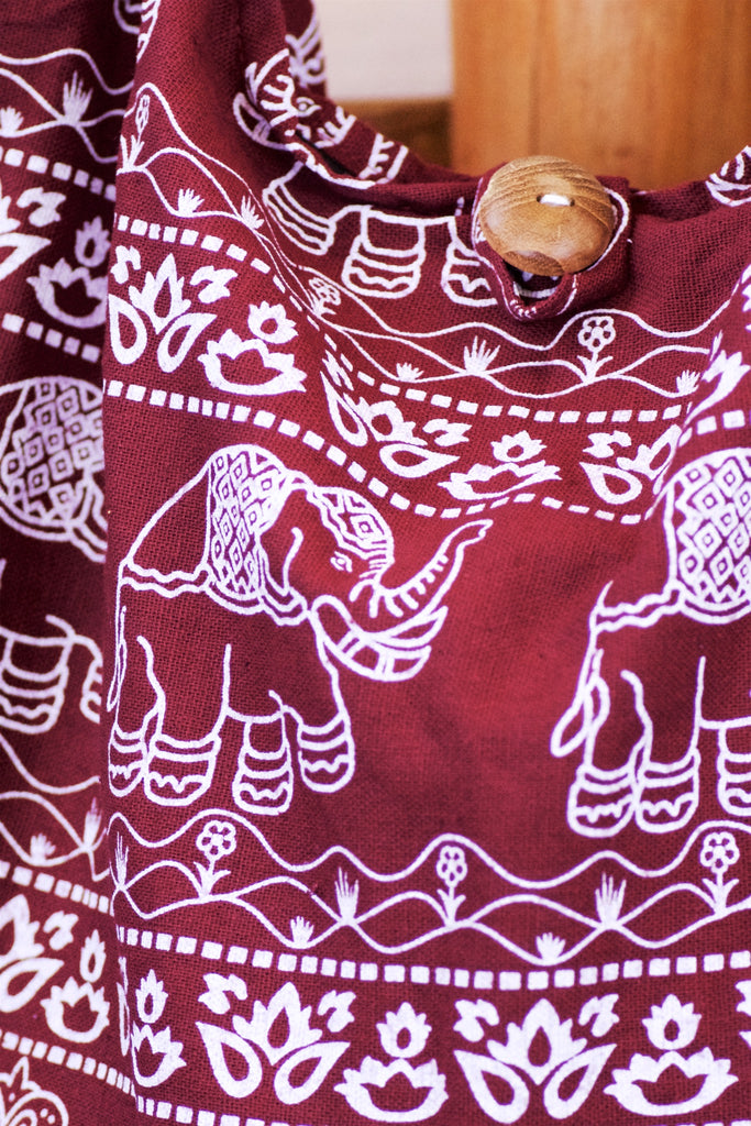 Shoulder Bag | Elephants - baby, bag, beach bag, black, black and white, blue, book bag, day bag, elephant, green, gymsack, hobo bag, red, shoulder, sling bag, tote bag - Wander Emporium