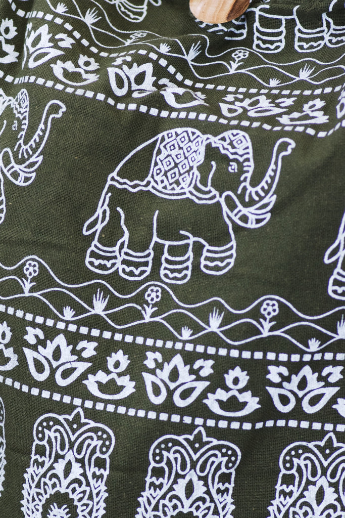 Shoulder Bag | Elephants - baby, bag, beach bag, black, black and white, blue, book bag, day bag, elephant, green, gymsack, hobo bag, red, shoulder, sling bag, tote bag - Wander Emporium