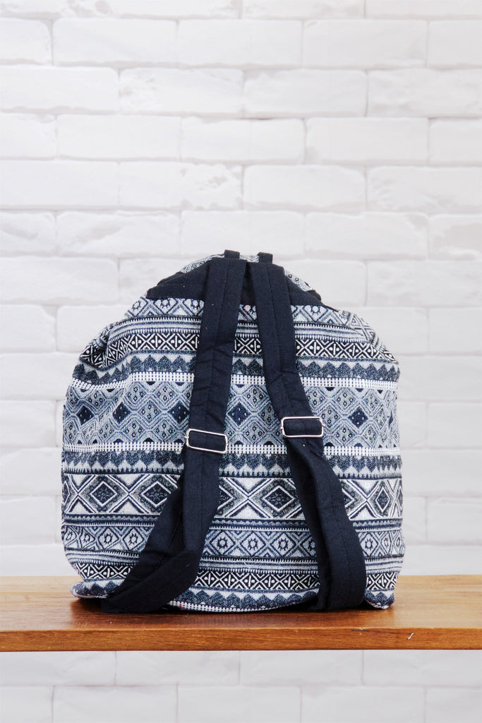 Woven Backpack | Snap Closure - backpack, book bag, day bag, day pack, earthy, ethnic, everyday, green, multicolour, PATTERN, regular backpack, unisex, woven - Wander Emporium