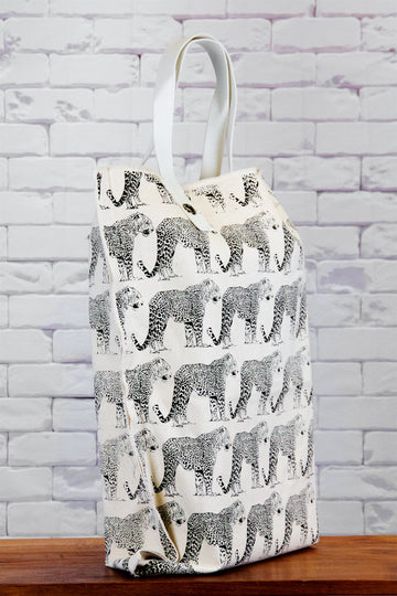 XL Tote Bag | Leopard - animal, bag, beach bag, black and white, canvas, canvas tote, drawing, hand printed, Large, laundry bag, leopard, nature, Shopper, Tote, tote bag, travel, wild, XL tote - Wander Emporium