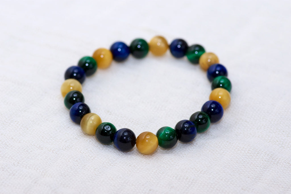 Stone Bracelet | Mix. Tiger's eye - beaded bracelets, blue, Bracelet, crystals, gold, green, healing stones, stone, tiger - Wander Emporium